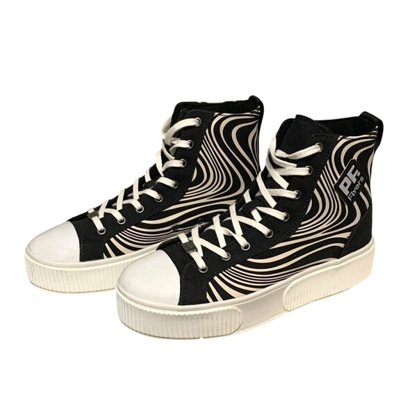 PF FLYERS Allston Chillhouse LET IT FLOW Hi Top Unisex Canvass Sneaker  NEW - Picture 1 of 8